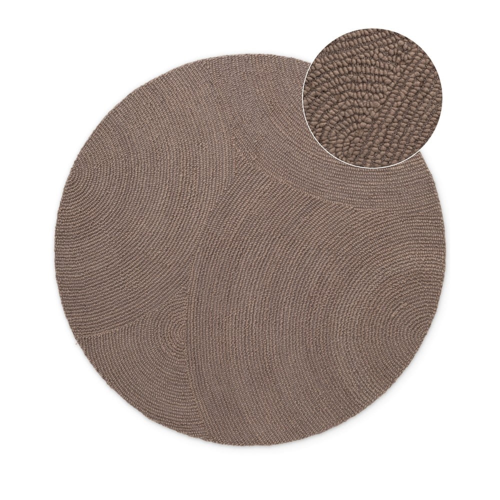 Szürkésbarna kézi szövésű gyapjú kerek szőnyeg ø 150 cm Eleni Taupe – Hanse Home