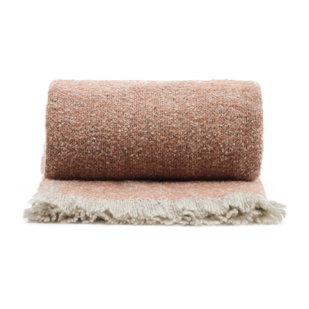Terrakotta színű gyapjúkeverék takaró 130x170 cm Rodin – Kave Home