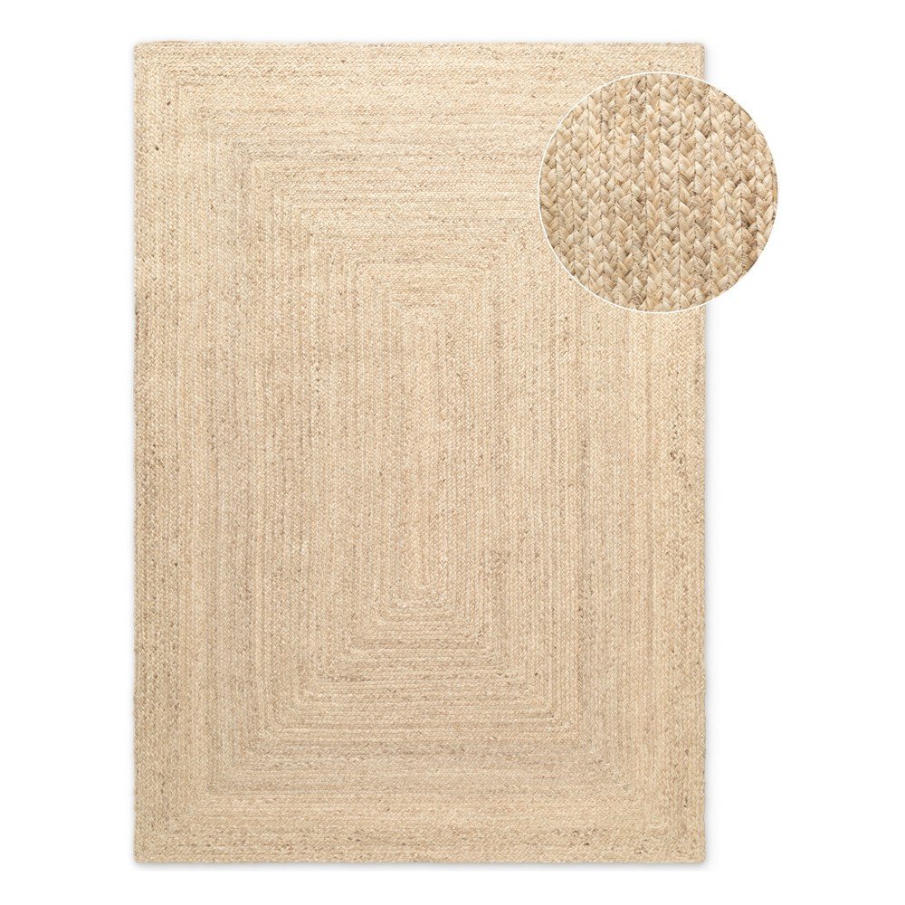 Világos natúr színű kétoldalas kézi szövésű juta szőnyeg 80x150 cm Sharmila Natural White – Hanse Home