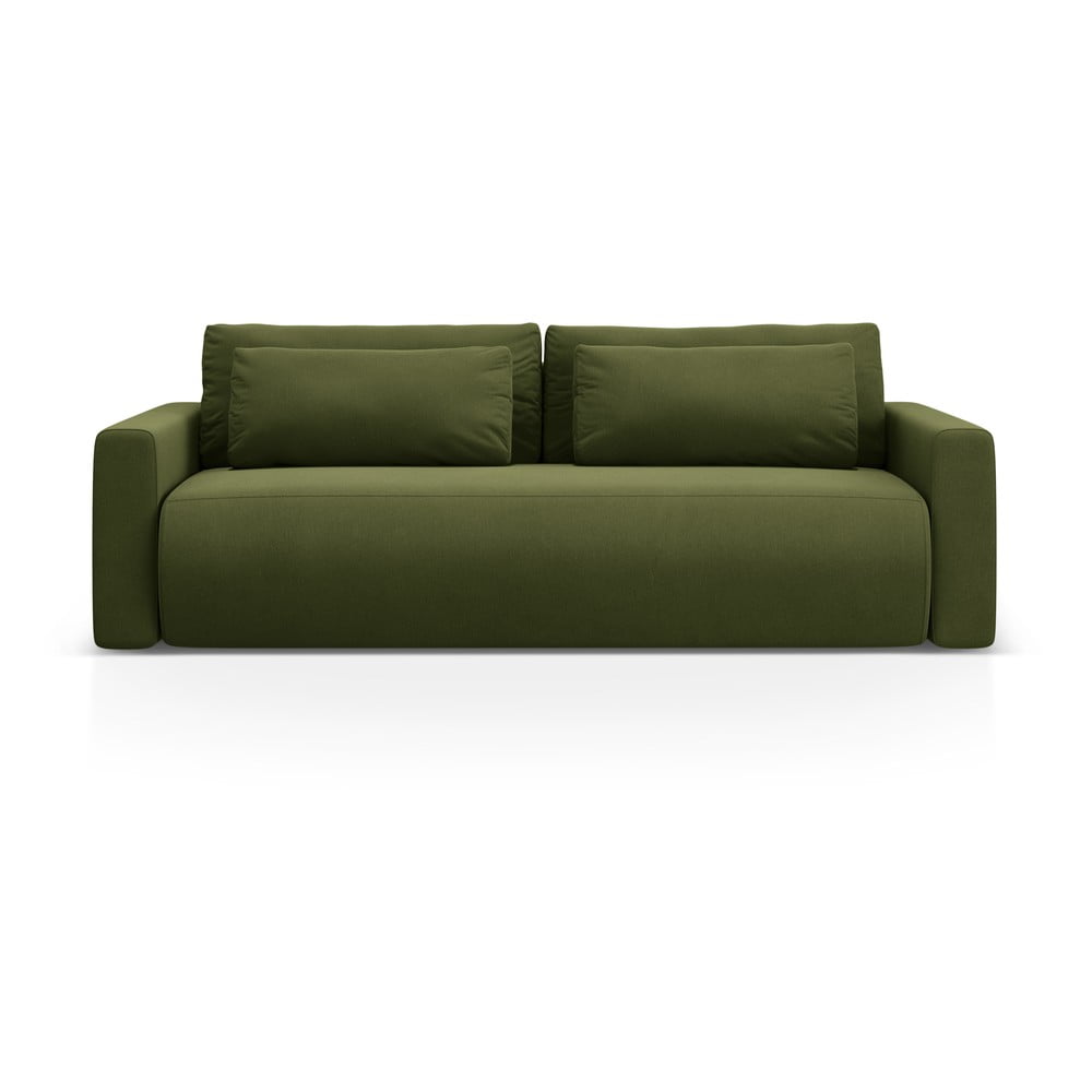 Zöld bársony kinyitható tárolóhelyes kanapé 238 cm Belfast – Cosmopolitan Design