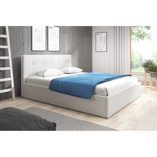 Kárpitozott ágy LAURA mérete 160x200 cm Fehér eko-bőr TT-FURNITURE