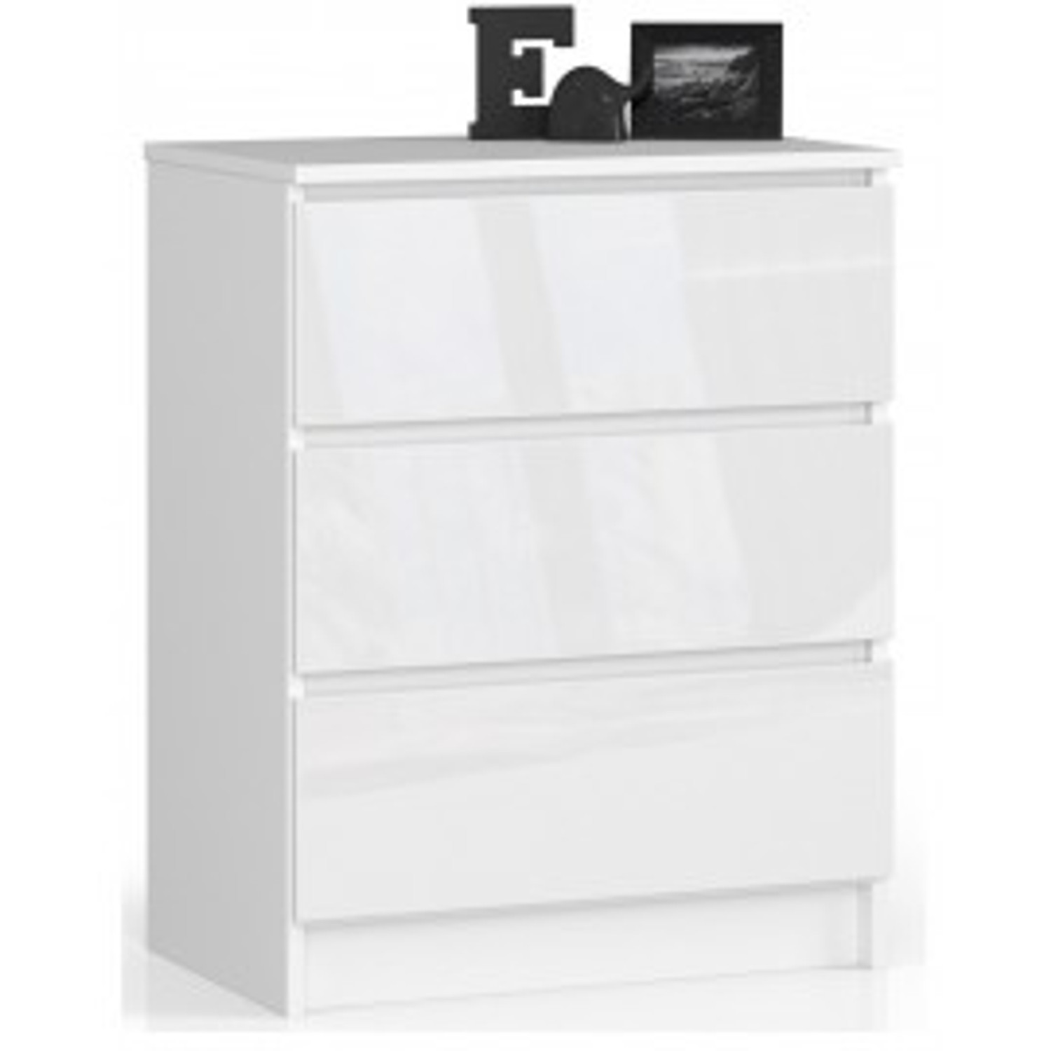 Komód K60 3S - fehér/ fényes fehér Akord