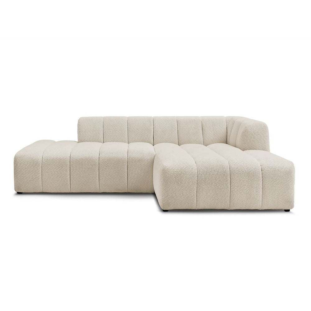 Bézs buklé sarokkanapé (jobb oldali-heverő résszel) Annecy – Bobochic Paris