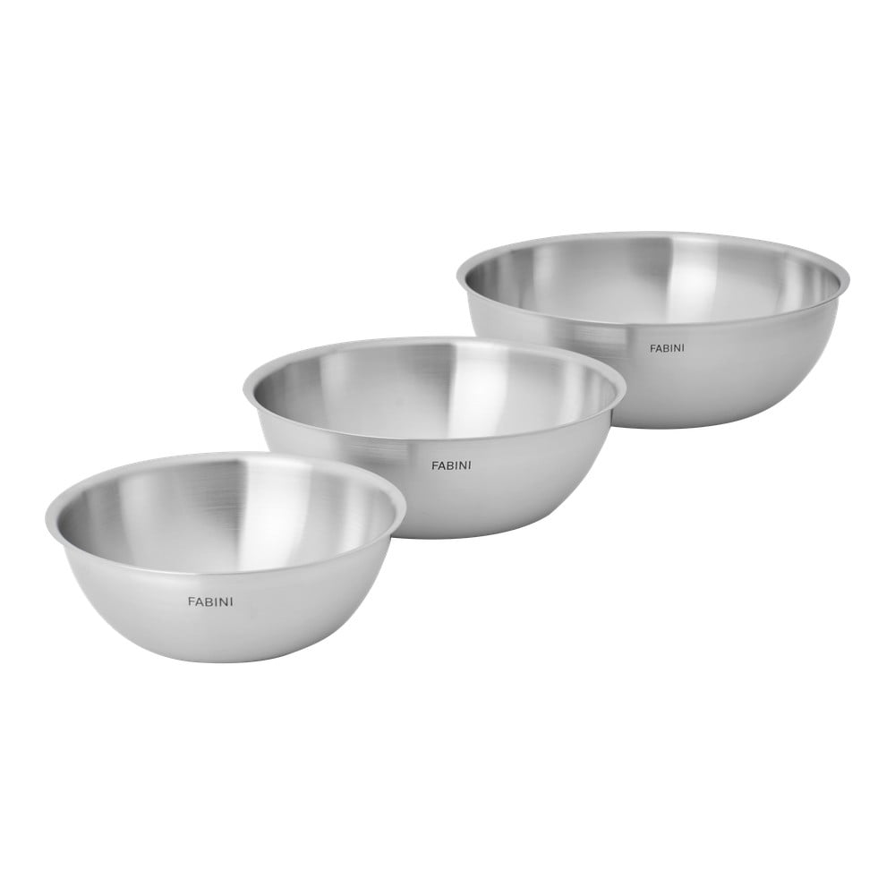 Ezüstszínű rozsdamentes acél tál szett 3 db-os ø 25