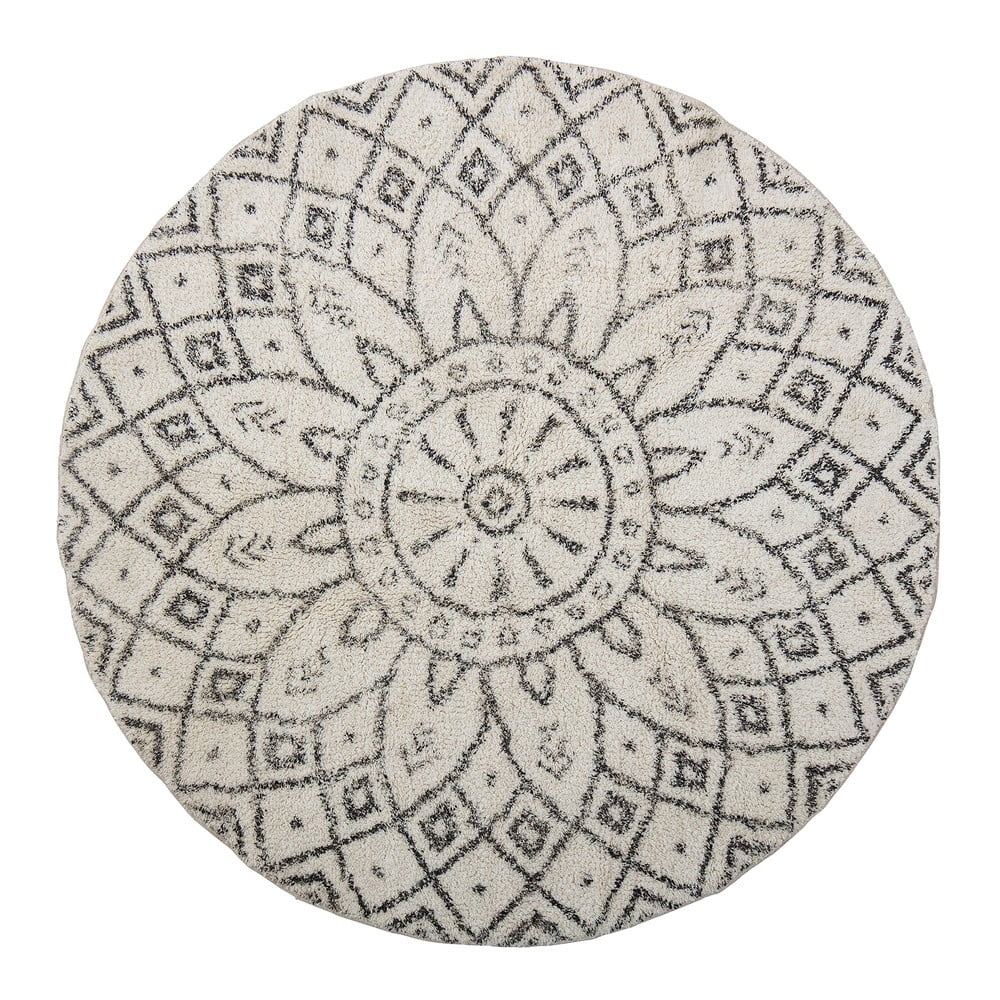 Fekete-fehér pamut kerek szőnyeg ø 120 cm Acton – Bloomingville