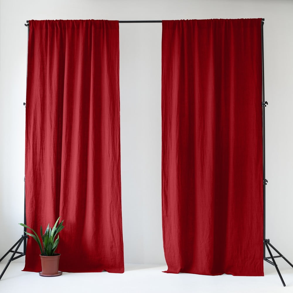 Piros len függöny 140x170 cm Lava Falls – Linen Tales