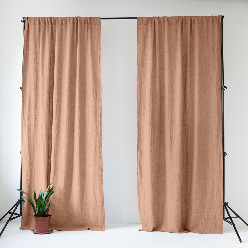 Rózsaszínes-barna len függöny 140x200 cm Cafe Creme – Linen Tales