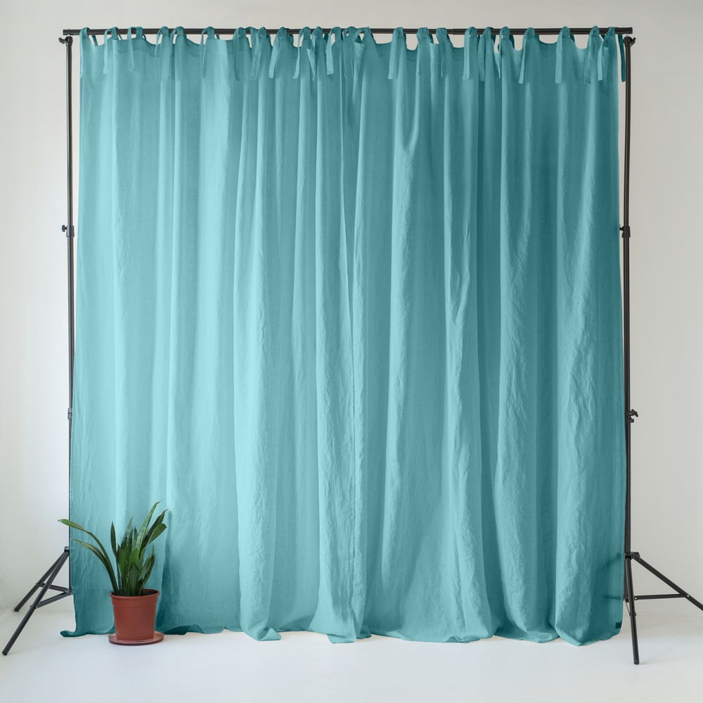 Türkiz len függöny 140x330 cm Coastal Blue – Linen Tales