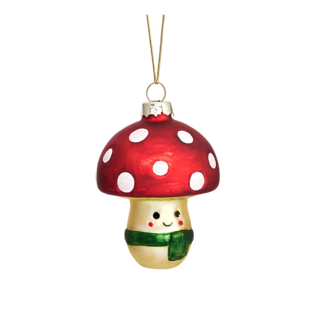 Üveg kézzel készített karácsonyfadísz ø 6 cm Happy Mushroom – Sass & Belle