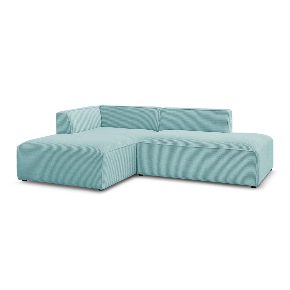 Világoskék kordbársony moduláris sarokkanapé (bal oldali-L alakú) Megeve – Bobochic Paris