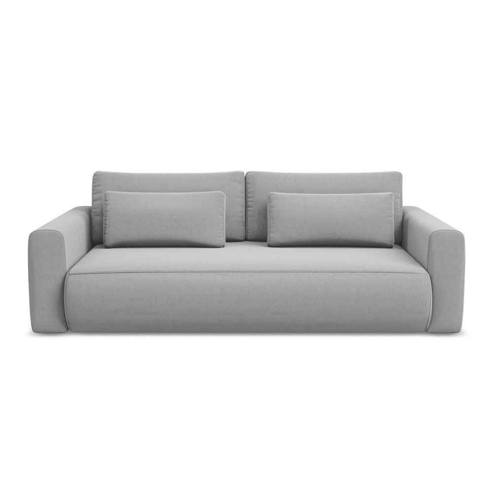 Világosszürke bársony kinyitható-tárolóhelyes kanapé 238 cm Kapua – Makamii