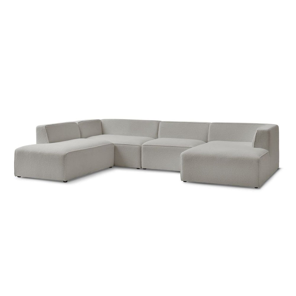 Világosszürke buklé moduláris sarokkanapé (bal oldali-U alakú) Megeve – Bobochic Paris