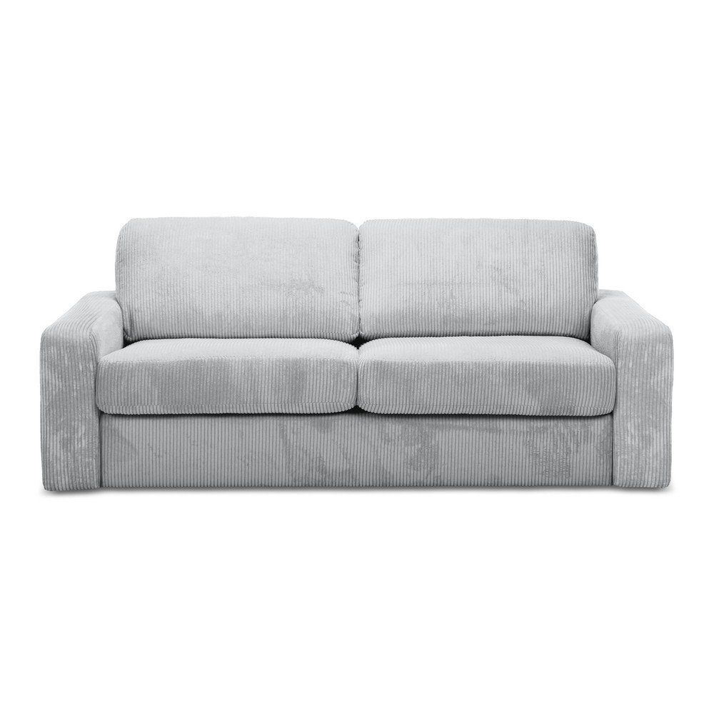Világosszürke kordbársony kinyitható kanapé 195 cm Nona – Makamii