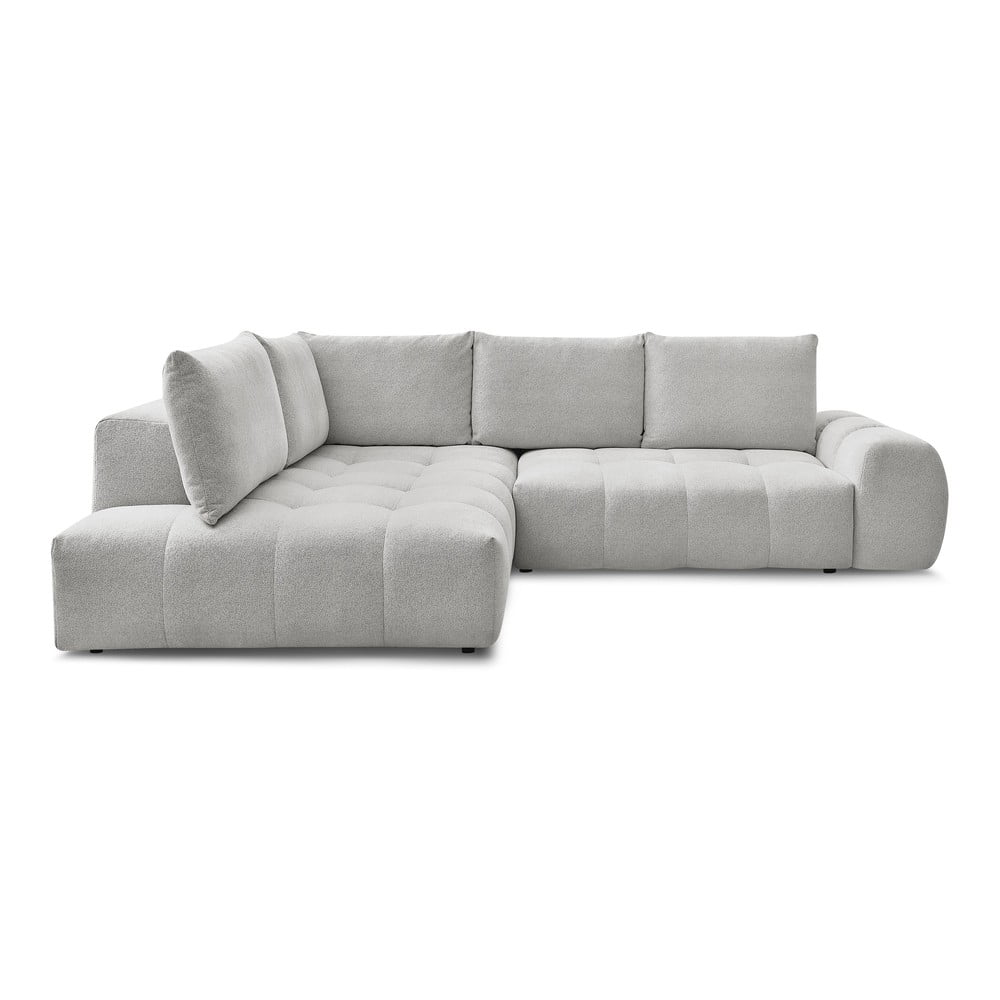 Világosszürke zsenília kinyitható-tárolóhelyes sarokkanapé (bal oldali-L alakú) Everest – Bobochic Paris