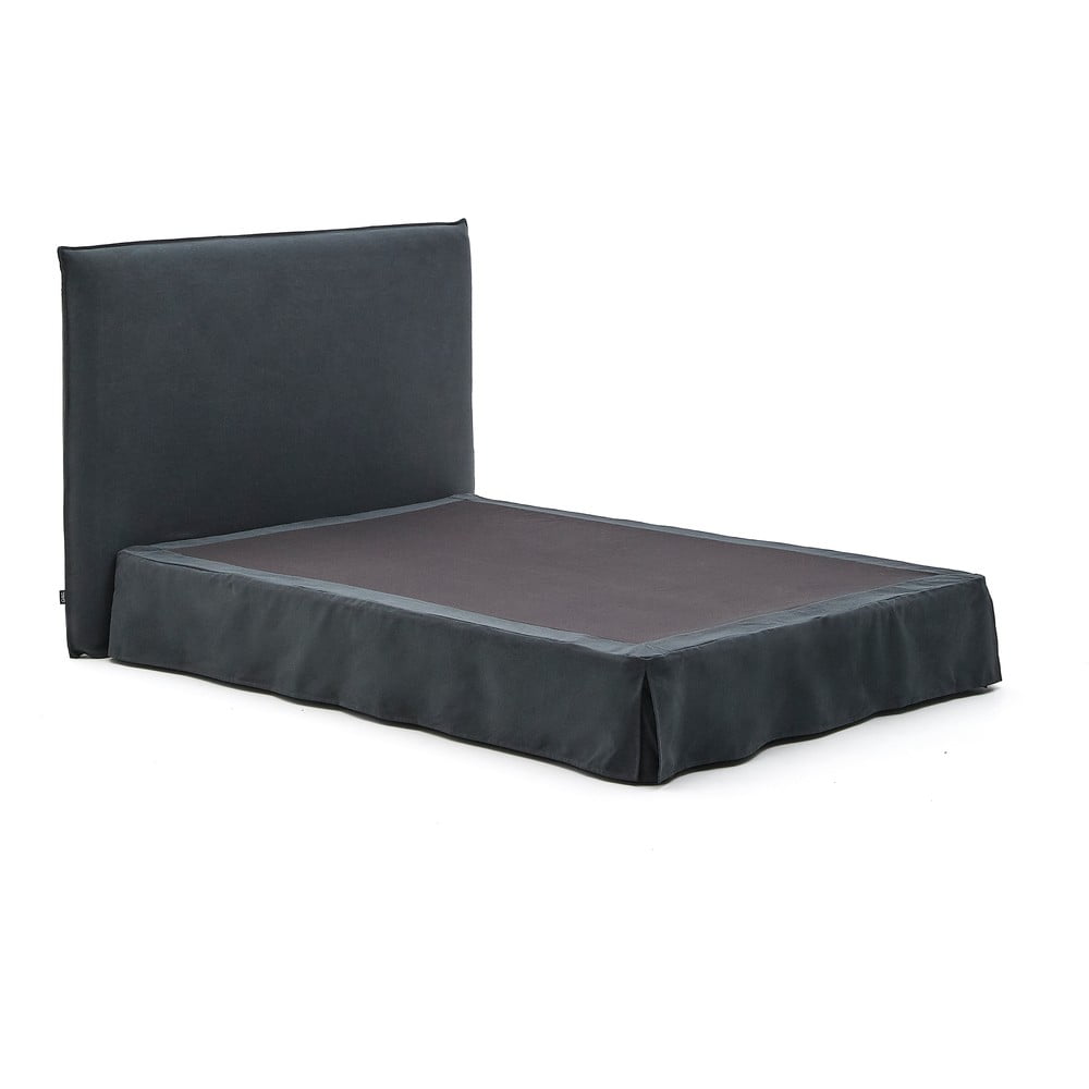 Antracitszürke kárpitozott franciaágy 160x200 cm Jaira – Kave Home