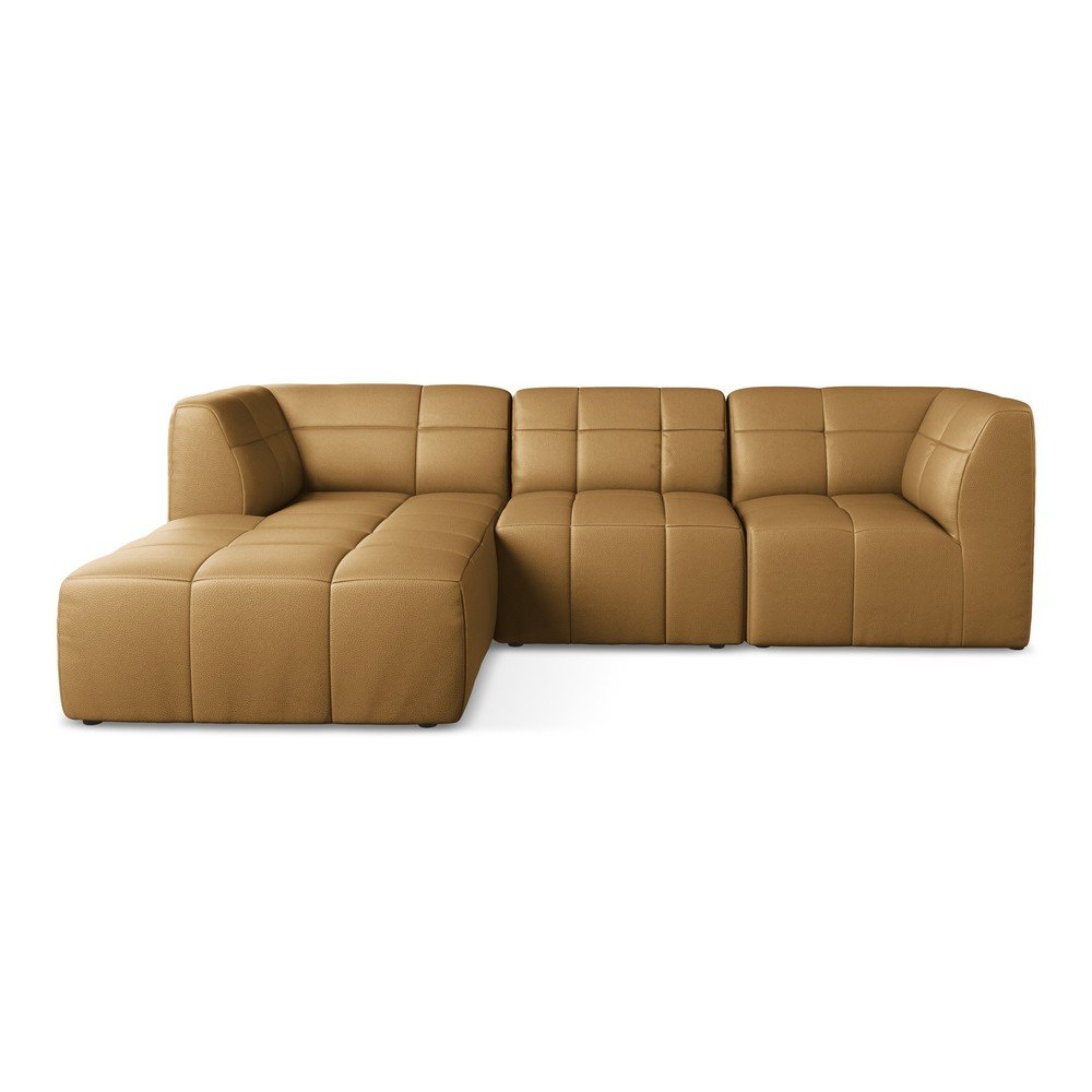 Barna bőrutánzat sarokkanapé (bal oldali-heverő résszel) Aloha – Makamii