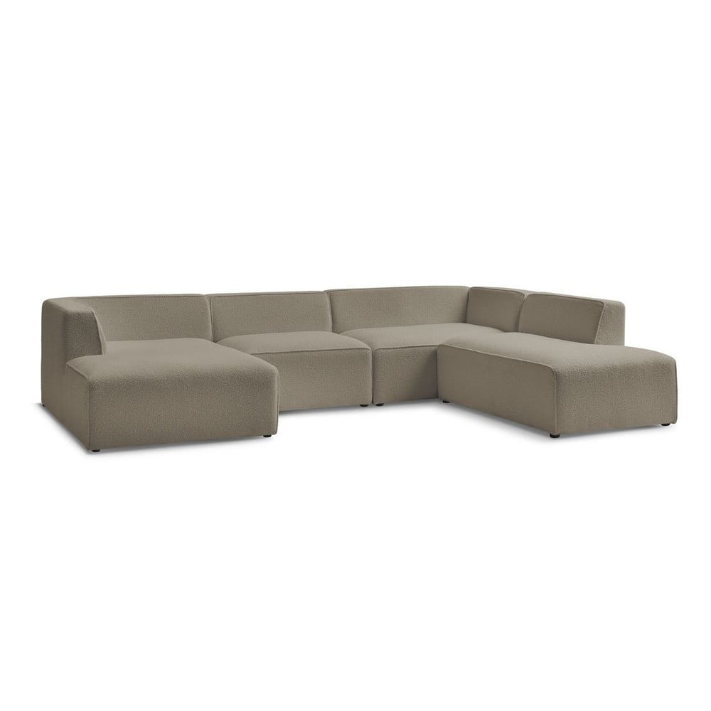 Barna buklé moduláris sarokkanapé (jobb oldali-U alakú) Megeve – Bobochic Paris