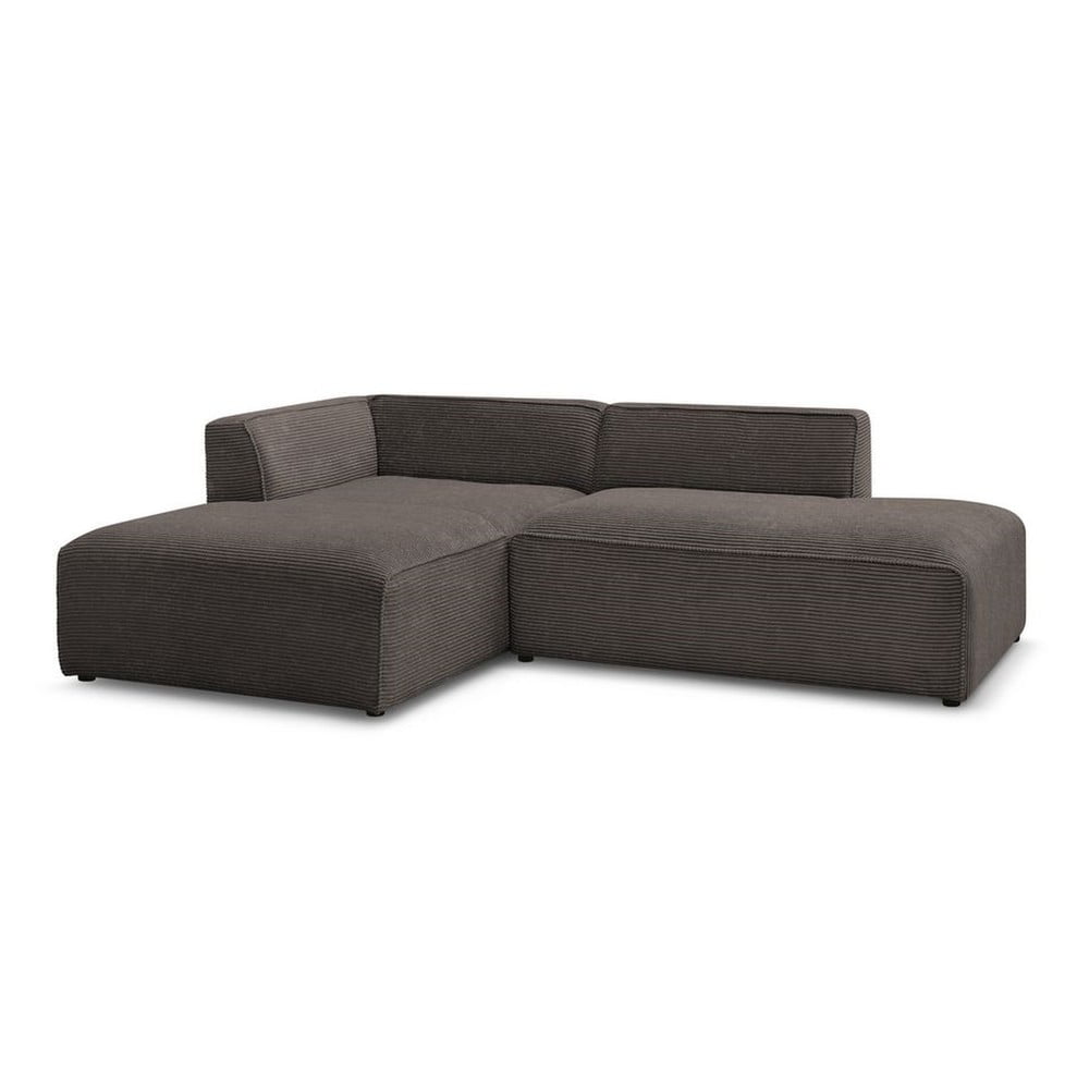 Barna kordbársony moduláris sarokkanapé (bal oldali-L alakú) Megeve – Bobochic Paris