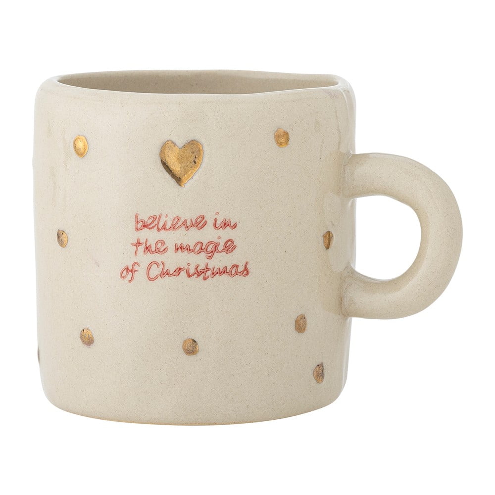 Bézs agyagkerámia bögre karácsonyi mintával 250 ml Christy – Bloomingville