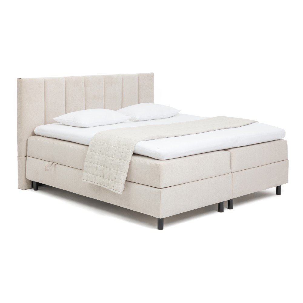 Bézs ágyneműtartós boxspring ágy 180x200 cm Elva Bold Line – Bonami Selection