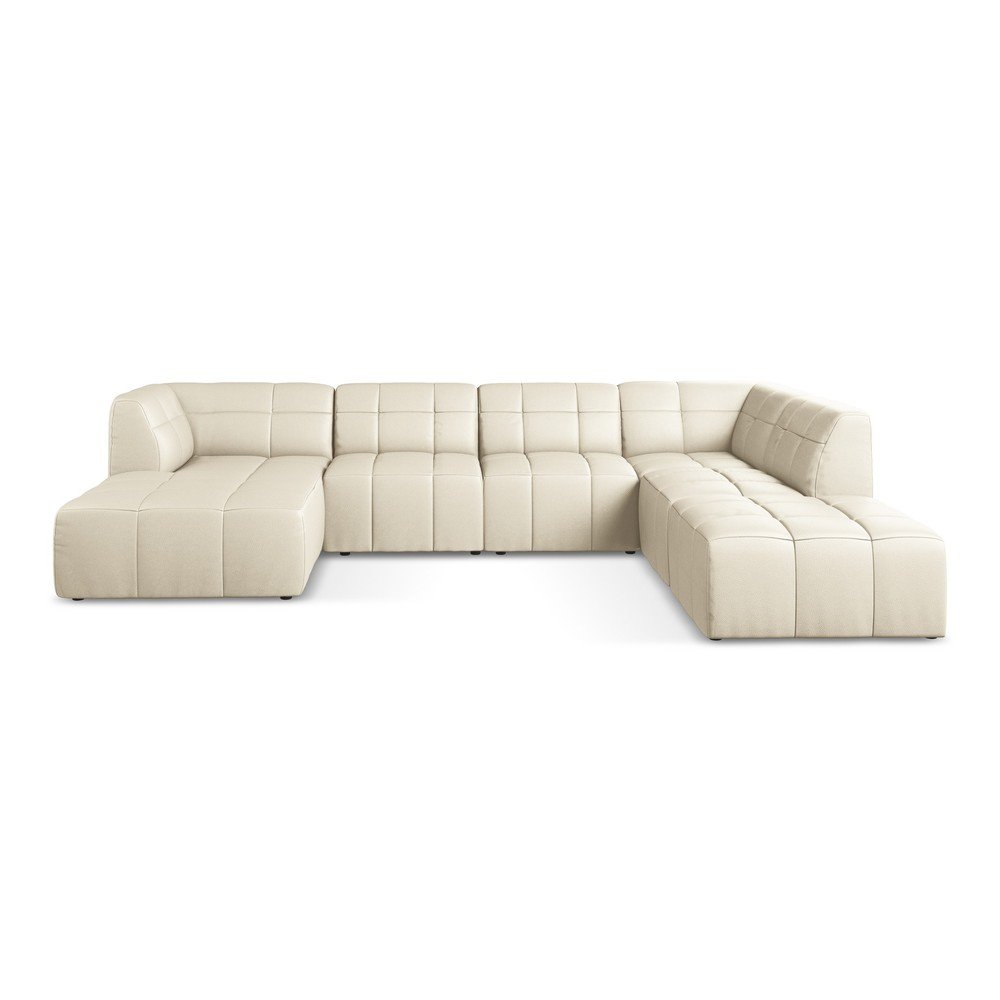 Bézs bőrutánzat (U alakú) sarokkanapé Aloha – Makamii