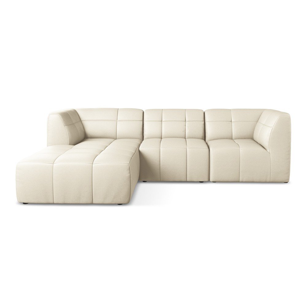 Bézs bőrutánzat sarokkanapé (bal oldali-heverő résszel) Aloha – Makamii