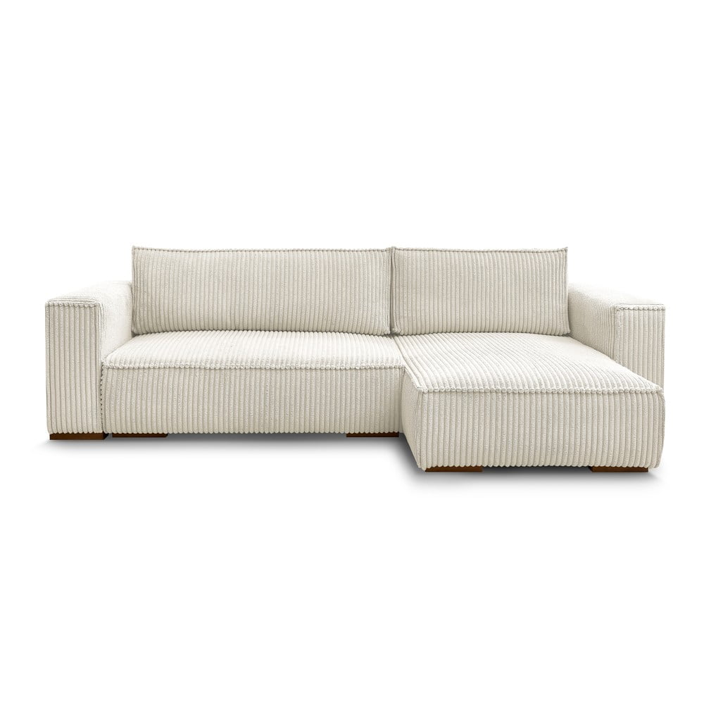Bézs kordbársony kinyitható-tárolóhelyes sarokkanapé Chelsea – Bobochic Paris
