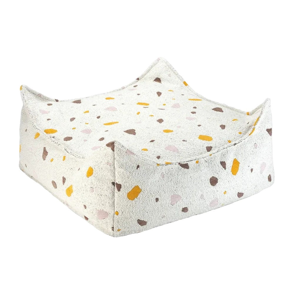 Fehér buklé-zsenília gyerek babzsákfotel Terrazzo Square – Wigiwama