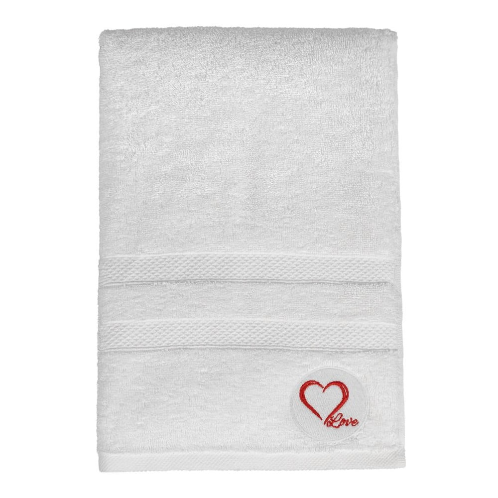 Fehér frottír pamut fürdőlepedő 70x140 cm Love – Foutastic