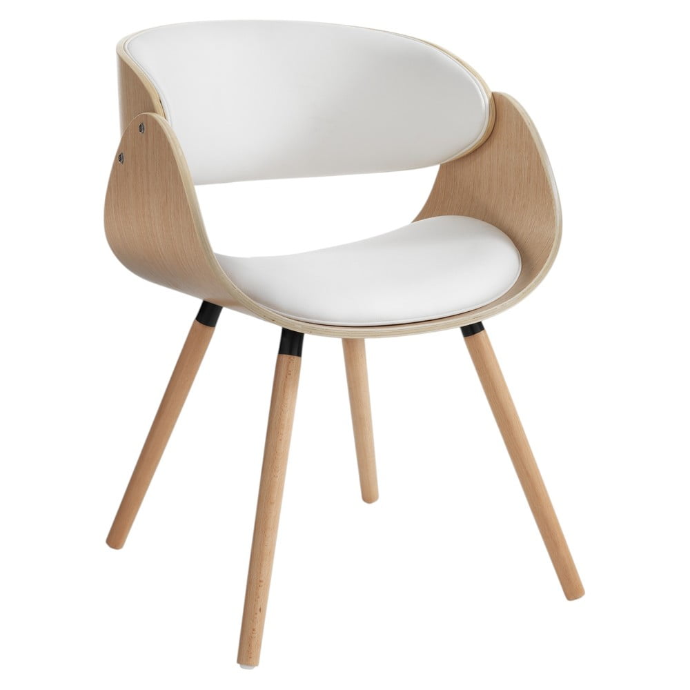 Fehér-natúr színű bőrutánzat étkezőszék Visby Evo – Tomasucci