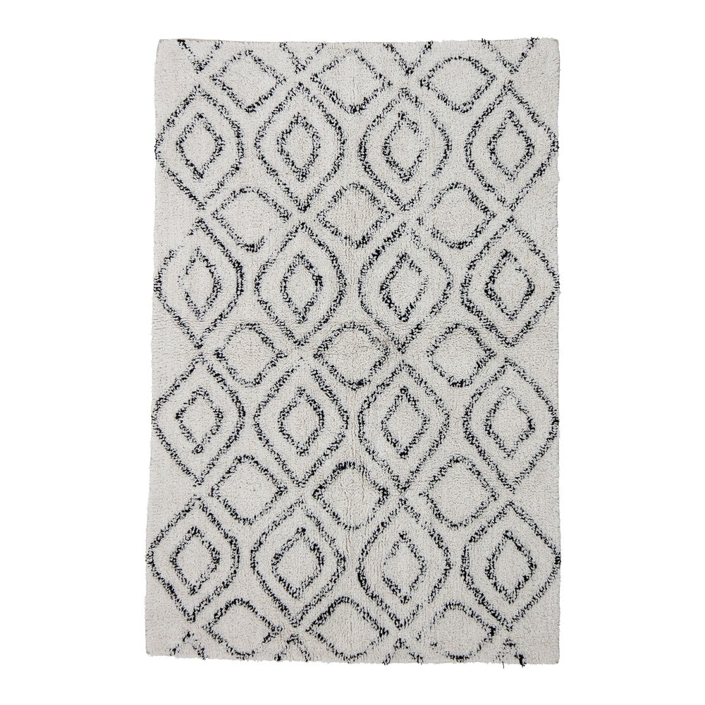 Fehér-szürke pamut szőnyeg 90x150 cm Katie – Bloomingville