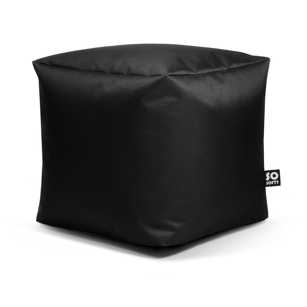 Fekete bőrutánzat gyerek babzsákfotel Cube M – So Soft?