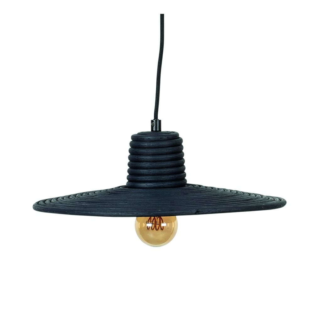 Fekete dimmelhető függőlámpa rattan búrával ø 35 cm Balance – Zuiver