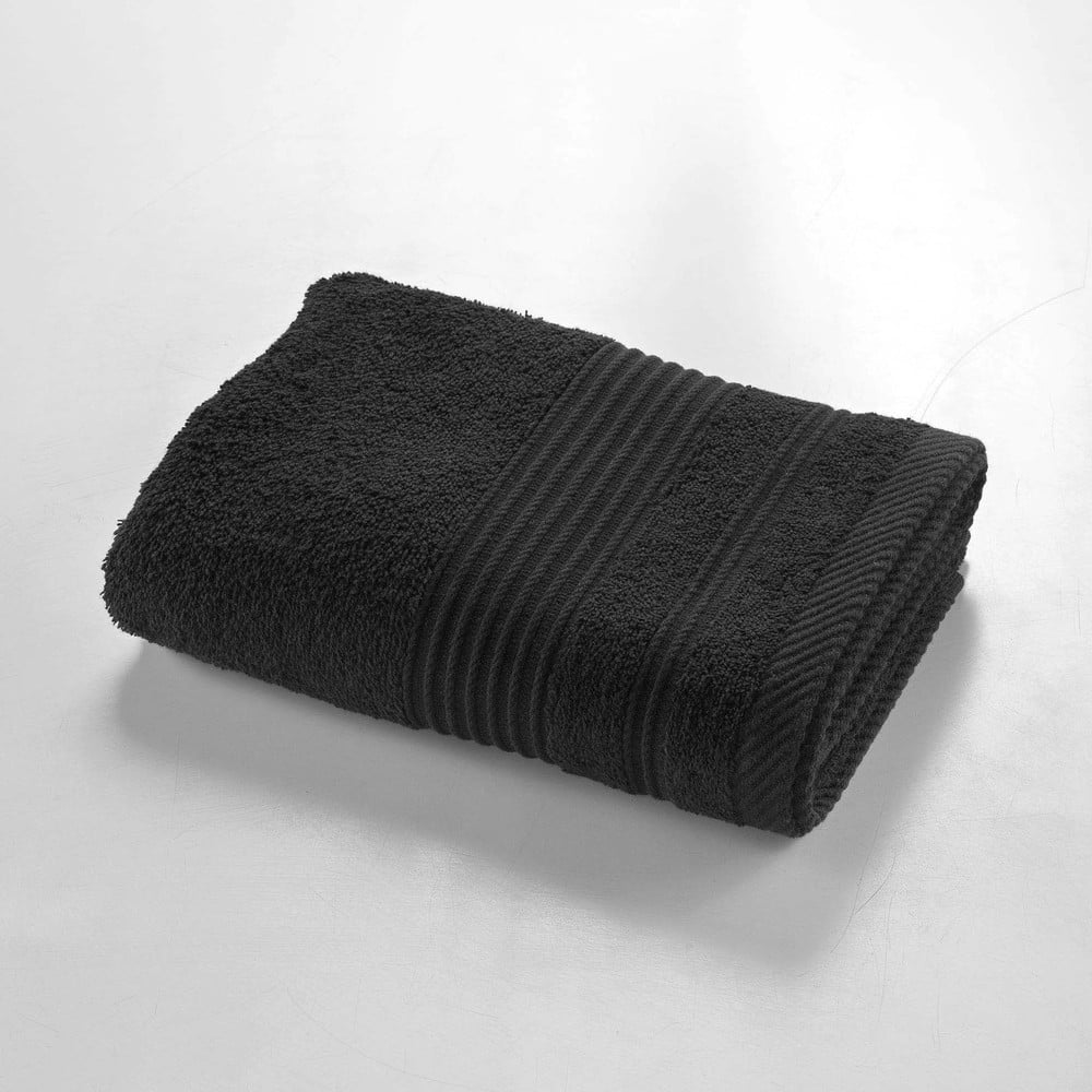 Fekete frottír pamut törölköző 50x90 cm Tendresse – douceur d'intérieur