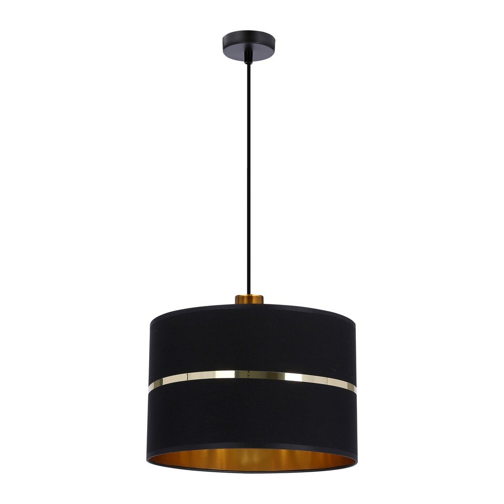 Fekete függőlámpa textil búrával ø 30 cm Assam – Candellux Lighting