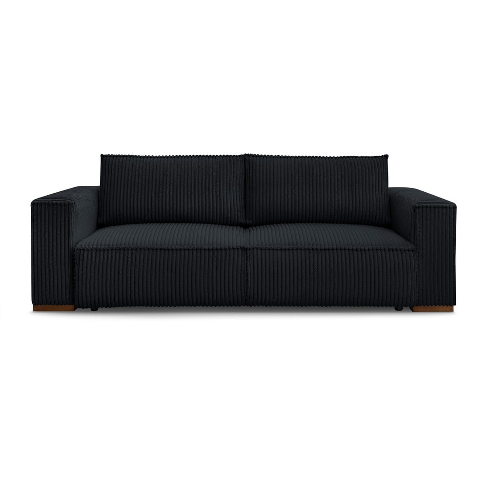 Fekete kordbársony kinyitható-tárolóhelyes kanapé 244 cm Chelsea – Bobochic Paris