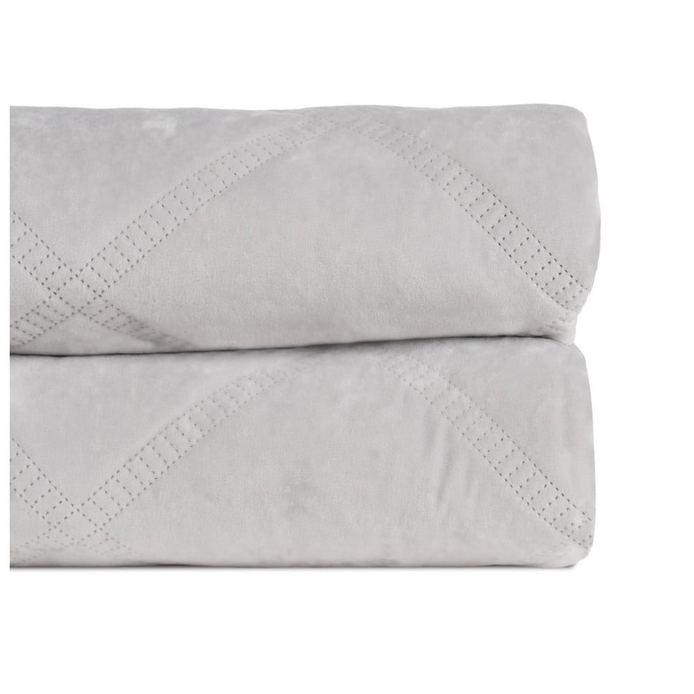 Krémszínű bársony steppelt ágytakaró 230x260 cm – Ixia