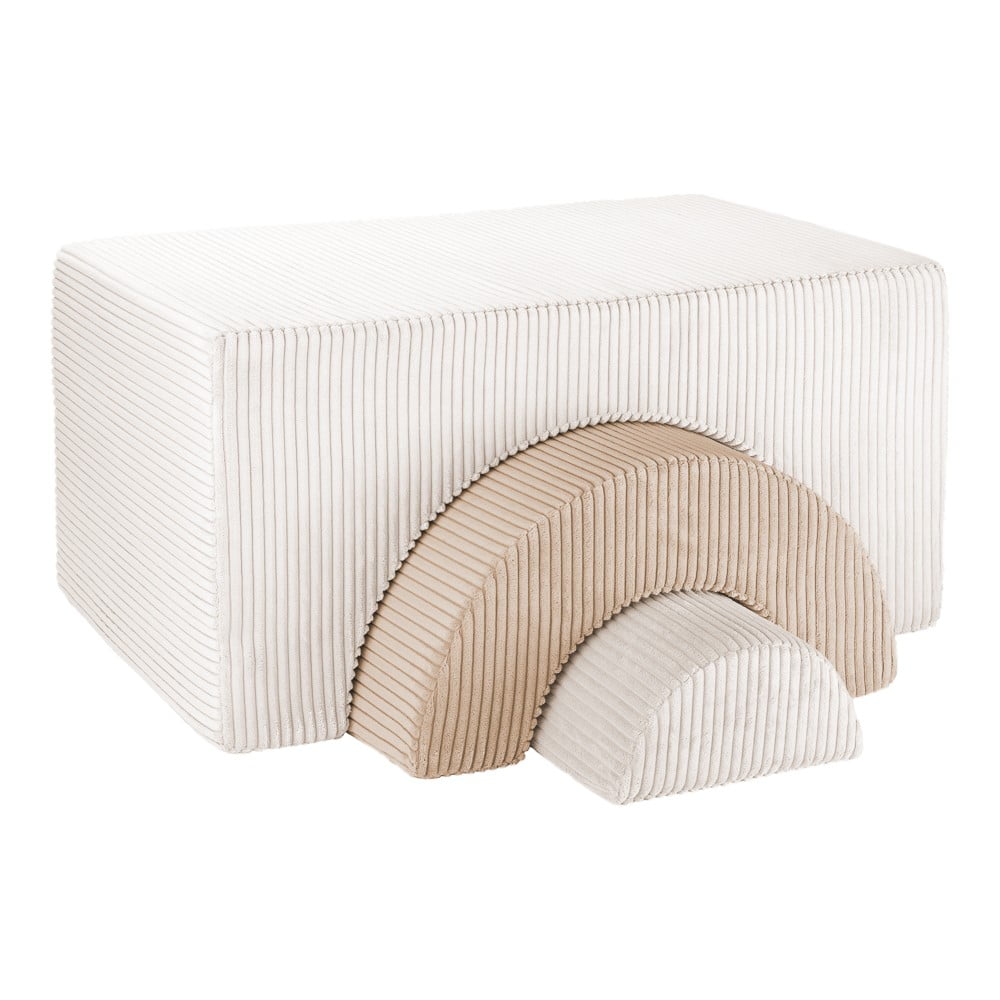 Krémszínű kordbársony gyerek puff Rainbow – Wigiwama