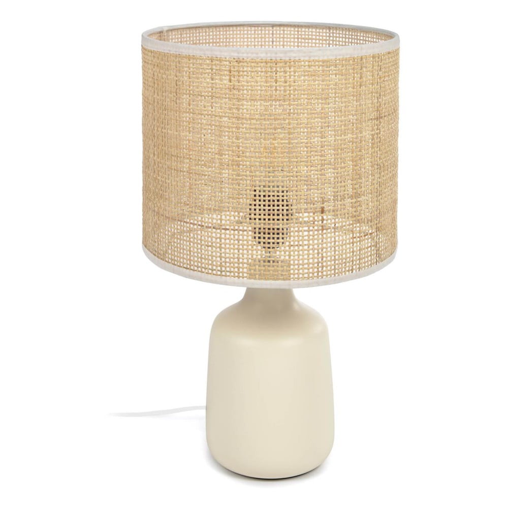 Krémszínű-natúr színű kerámia asztali lámpa (magasság 46 cm) Erna – Kave Home