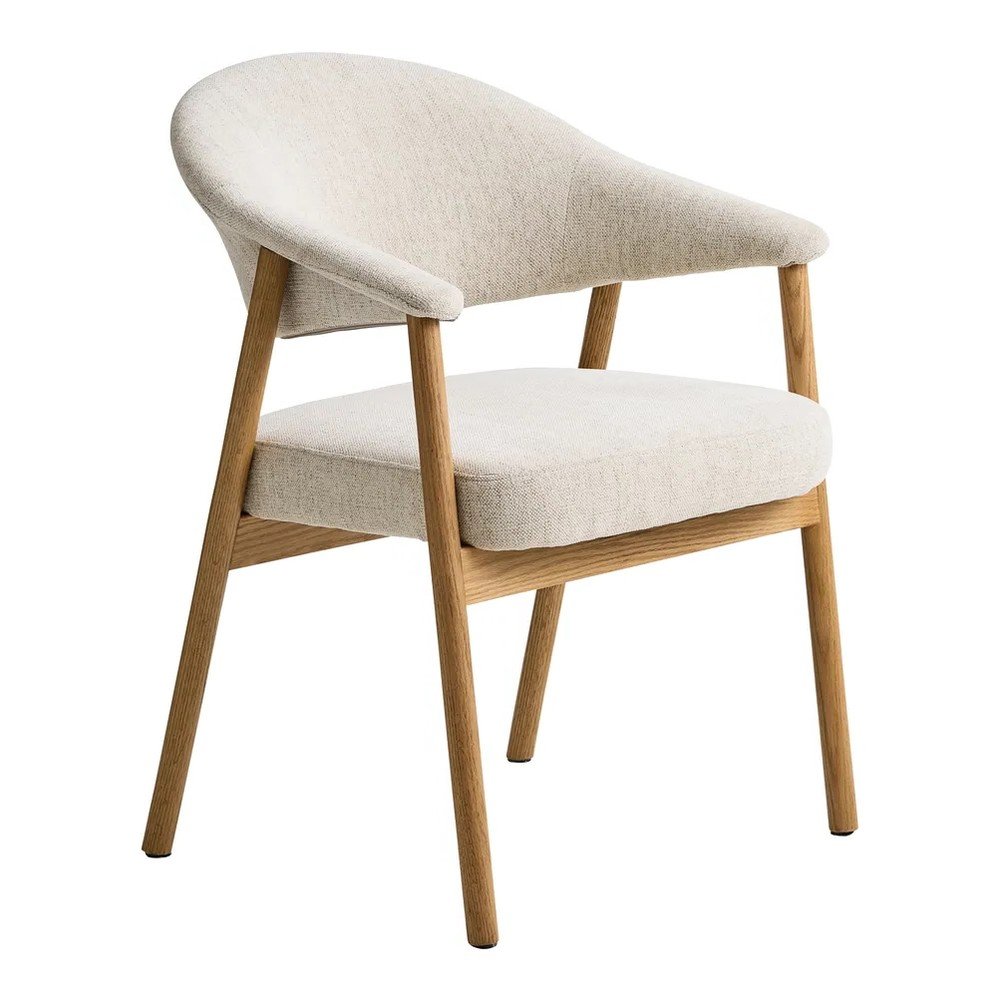 Krémszínű tölgyfa karfás étkezőszék szett 2 db-os Elk – Unique Furniture