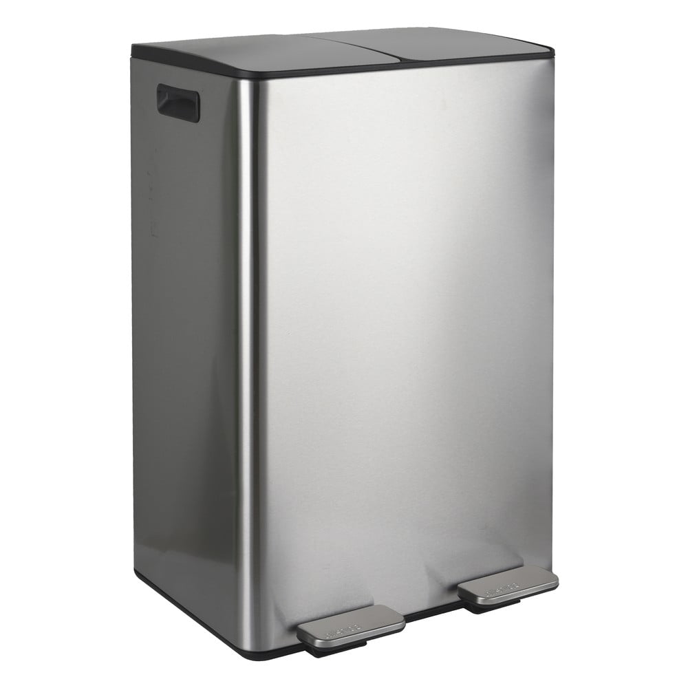 Matt ezüstszínű acél szelektív-pedálos szemetes 2x30 l   Aliya – Spirella