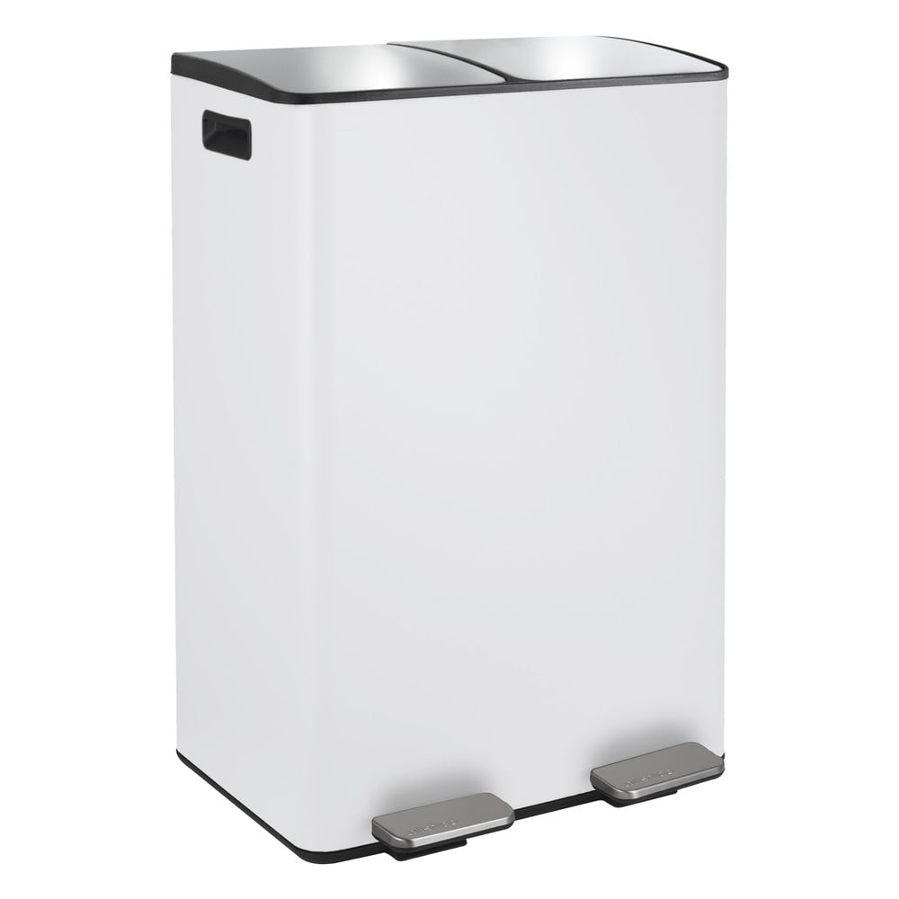 Matt fehér acél szelektív-pedálos szemetes 2x30 l   Aliya – Spirella