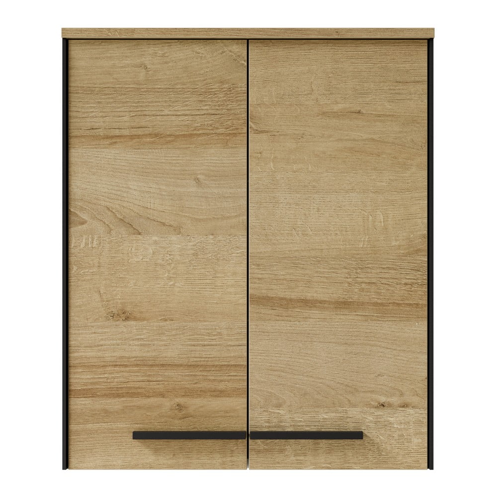 Natúr színű fali fürdőszoba szekrény tölgyfa dekorral 72x60 cm Quickset 395 – Pelipal