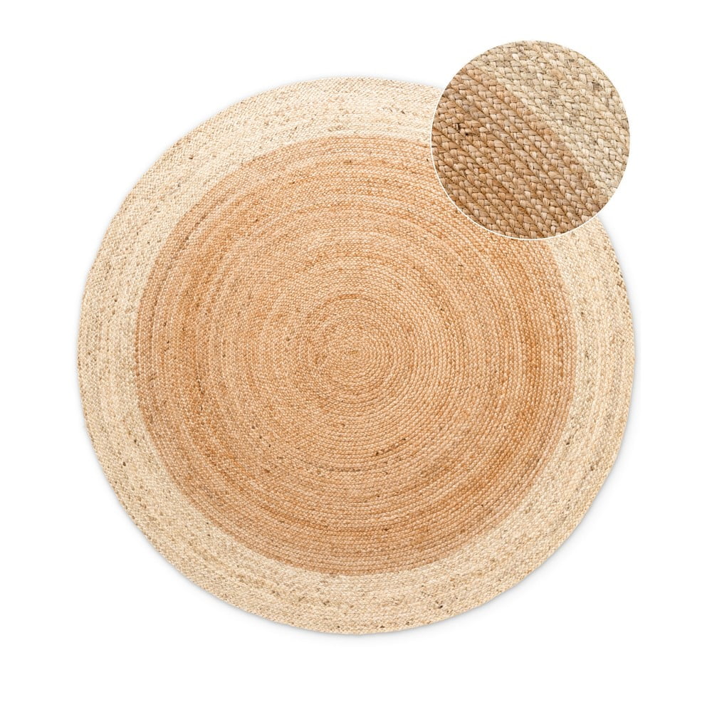 Natúr színű kétoldalas kézi szövésű kerek juta szőnyeg ø 100 cm Jutta Gold – Hanse Home