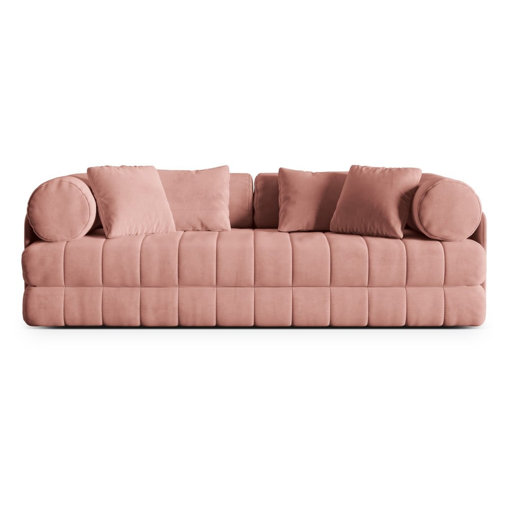 Rózsaszín bársony kinyitható kanapé 206 cm Kemi – Cosmopolitan Design