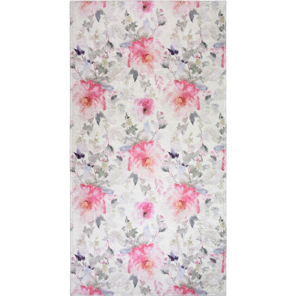 Rózsaszín-elefántcsont színű mosható futószőnyeg 80x200 cm Pink Garden – Vitaus
