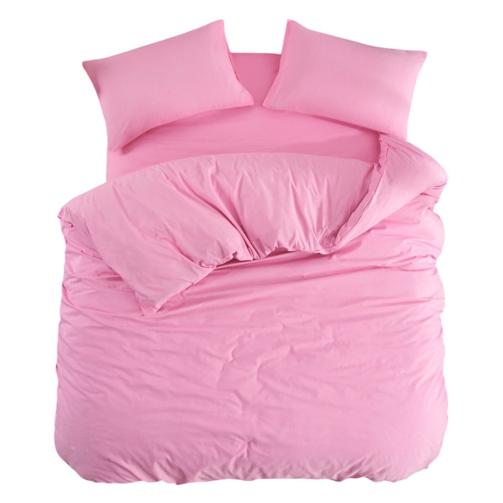 Rózsaszín háromrészes egyszemélyes hosszabbított ágyneműhuzat lepedővel 160x220 cm Classic – Mila Home