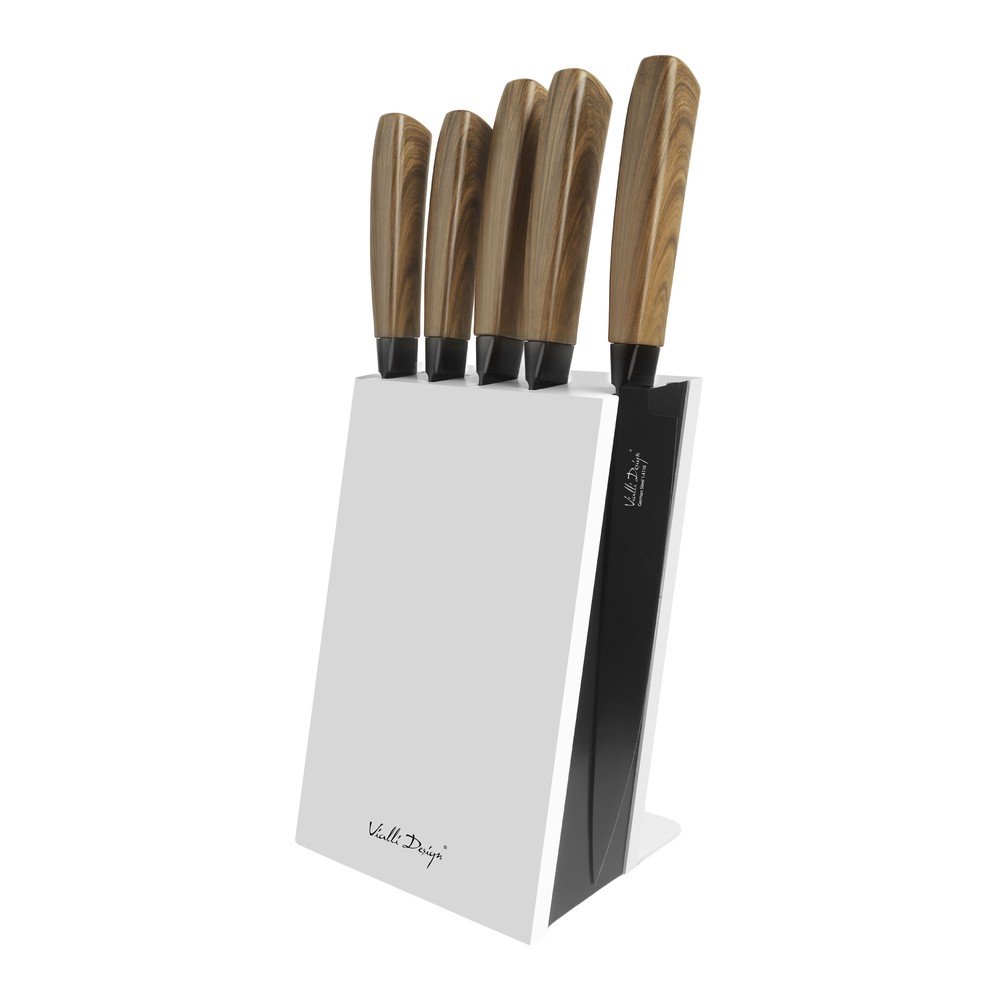 Rozsdamentes acél kés készlet tartóval 5 db-os – Vialli Design