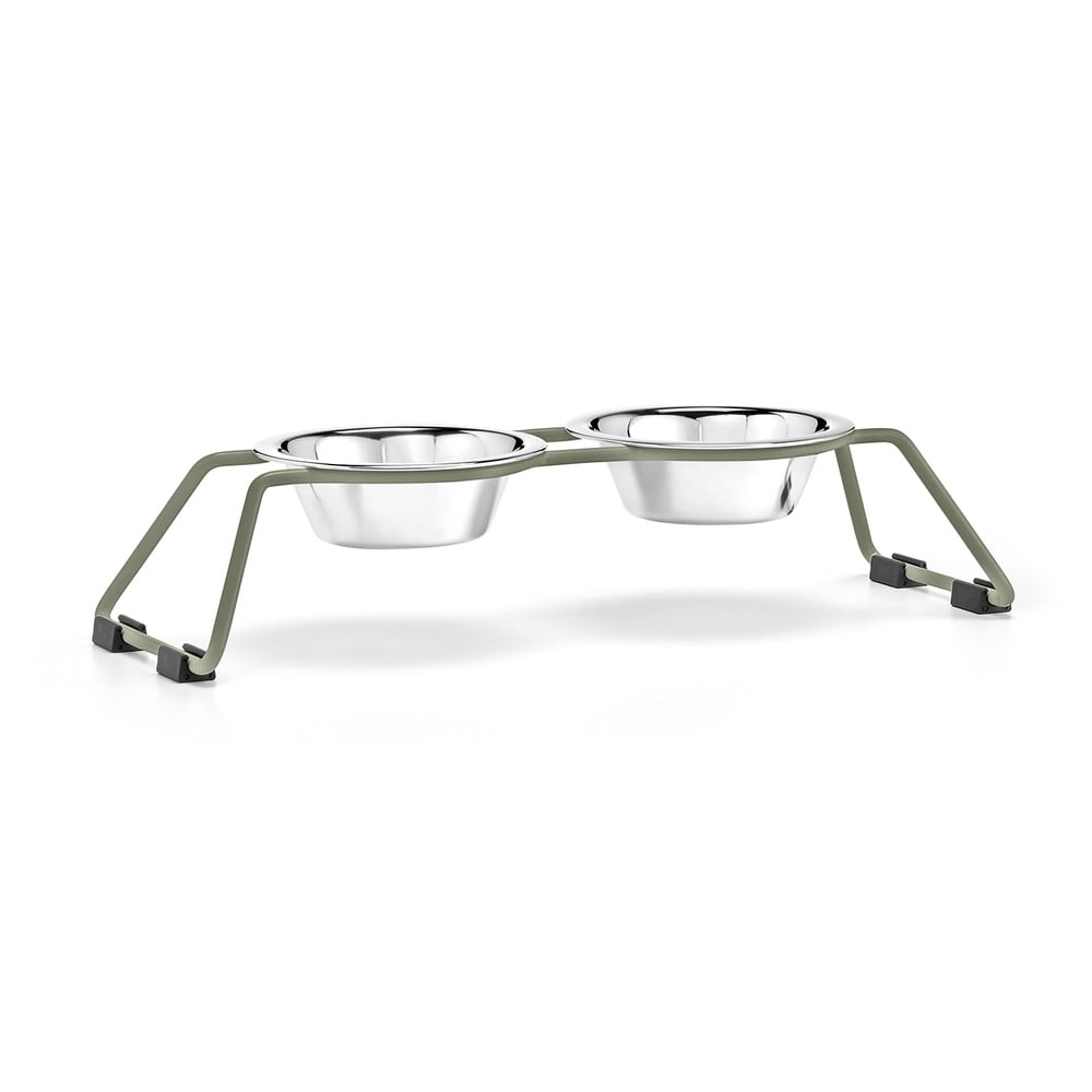 Rozsdamentes acél tálka szett állvánnyal kisállatoknak Cena Grollive S – MiaCara