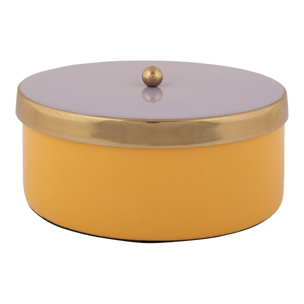 Sárga dekoratív fém tárolódoboz ø 16x6 cm Double Funky – PT LIVING